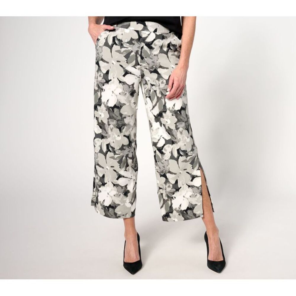 Liberare Women's Pants Sz M Tall Printed Crepe Wide Leg Multi-colored